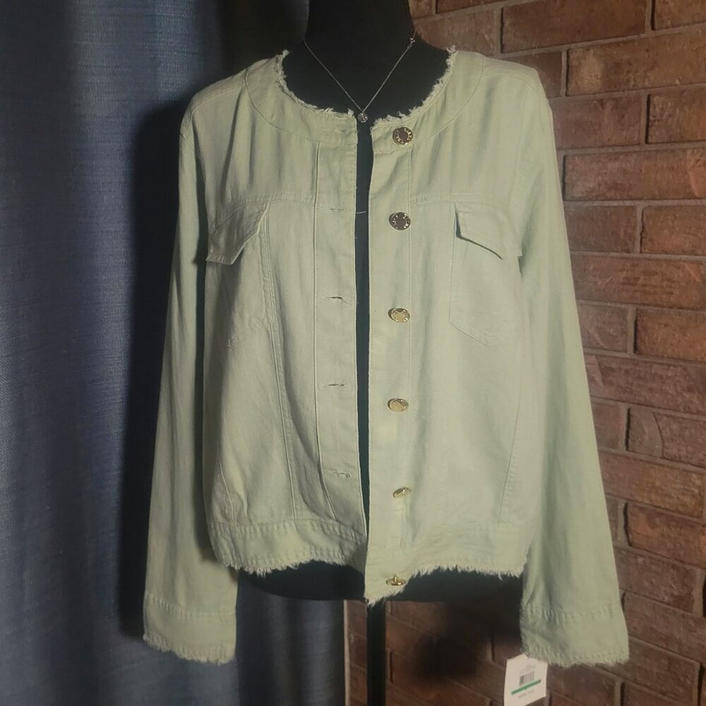 NWT!! Ellen Tracy Linen Blend Women's Pale Sage Lightweight